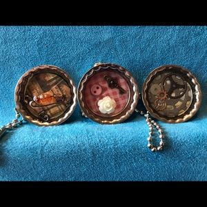 Set of three steampunk keychains